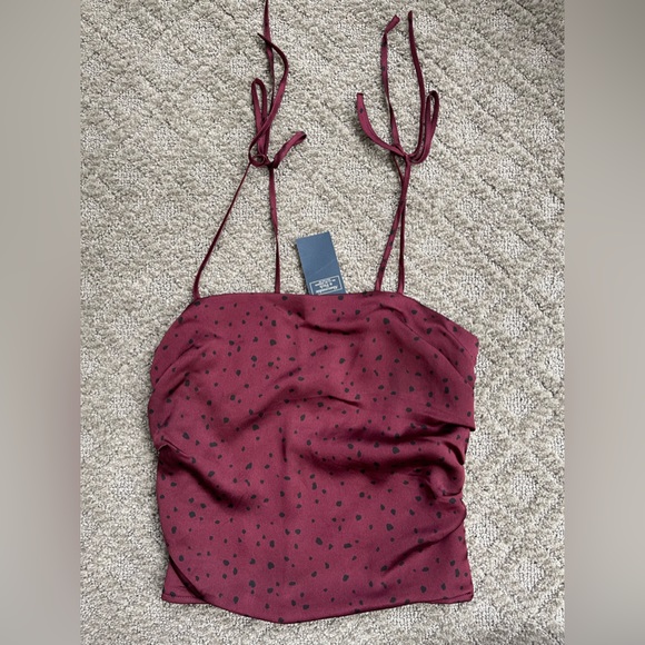 NWT Abercrombie & Fitch Satin Wrap Set in Burgundy Pattern - Picture 4 of 7